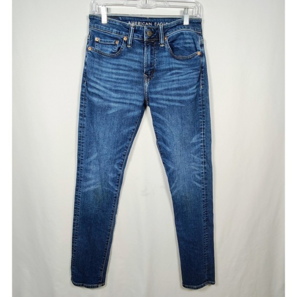 American Eagle Jeans Men's 28x32 Athletic Skinny‎ Airflex Medium Wash Blue